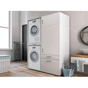 Mobistoxx Meuble WASHING 2 machines superposees avec armoire 1 porte 2 tiroirs medium