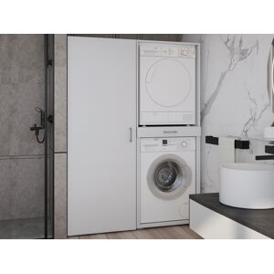 Mobistoxx Meuble WASHING 2 machines superposees avec armoire 1 porte medium