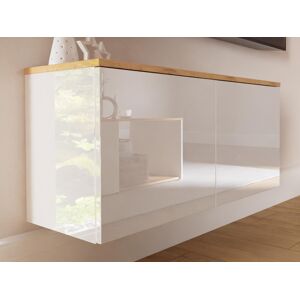 Mobistoxx Meuble tv-hifi LUCO 2 portes 90 cm chêne brillant/blanc brillant