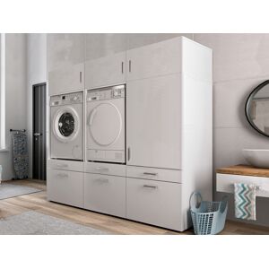 Mobistoxx Meuble WASHING 2 machines côte a côte avec armoire 1 porte 2 tiroirs large