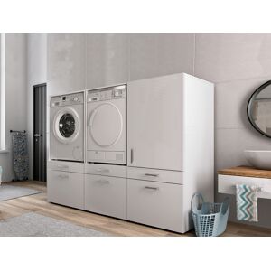 Mobistoxx Meuble WASHING 2 machines côte a côte avec armoire 1 porte 2 tiroirs medium