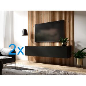 Mobistoxx Meuble tv-hifi KINGSTON 1 porte battante 280 cm noir mat