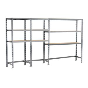Modulo Storage Rayonnage 3 Étageres Metalliques 290 cm - Systeme Extension