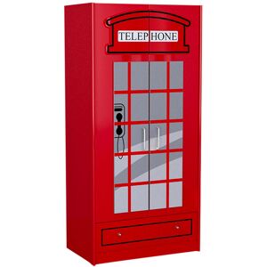 Vipack Armoire Enfant Cabine Telephonique Rouge Londres 1,90 m