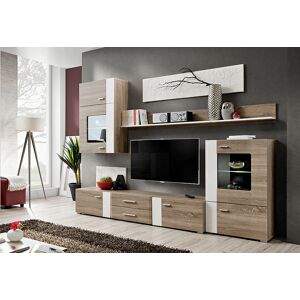 ASM Ensemble Meuble TV et Vitrines en Bois Aleppo 240 x 190 cm