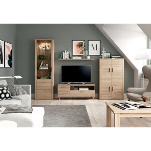 Ramis Meubles salon en bois : 2 colonnes, 1 meuble tv, 1 table basse, 1 etagere