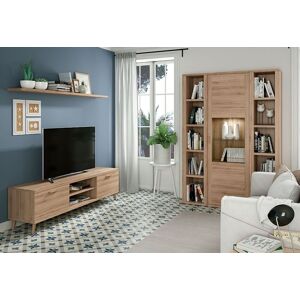 Ramis Meubles salon en bois Kronos : 3 etageres, 1 colonne et 1 meuble tv