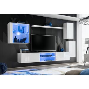 ASM Meubles salon en bois : 2 armoires, 1 vitrine haute, 1 meuble TV et 1 etagere