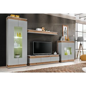 ASM Meubles de salon en bois : 2 vitrines, 1 meuble TV et 1 etagere murale