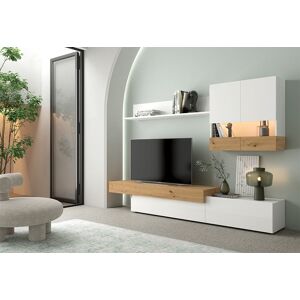 Ramis Meubles de salon en bois Aura.2 : 1 meuble TV, 1 vitrine et 1 etagere