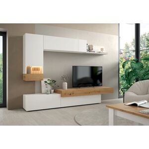Ramis Meubles de salon en bois : 1 meuble TV, 1 vitrine, 1 caisson, 1 étagère - Publicité