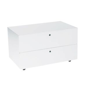 KRIPTONITE meuble a tiroirs sur roulettes 2 tiroirs L 75,5 cm (Blanc Opaque - Aluminium et bois)