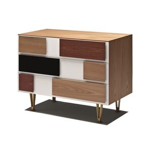 MOLTENI & C commode GIO PONTI D.655.2 (102 x 52 x H 80 cm - Orme, noyer, acajou, palissandre, laiton)