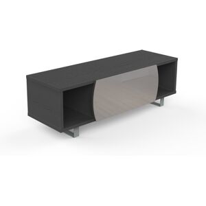 MUNARI meuble TV MK130 jusqu'a 55 Collection CORTINA EASY (Orme fonce / Gris clair - bois, Verre et metal)