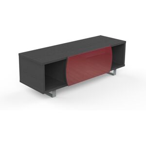 MUNARI meuble TV MK130 jusqu'a 55 Collection CORTINA EASY (Orme fonce / Rouge - bois, Verre et metal)