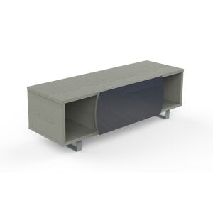 MUNARI meuble TV MK130 jusqu'a 55 Collection CORTINA EASY (Chene gris / Gris fonce - bois, Verre et metal)
