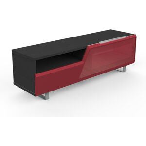 MUNARI meuble TV MK160 jusqu'a 65 Collection CORTINA SIDE (Orme fonce / Rouge - bois, Verre et metal)