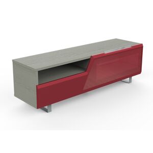 MUNARI meuble TV MK160 jusqu'à 65" Collection CORTINA SIDE (Chêne gris / Rouge - bois, Verre et métal) - Publicité
