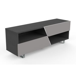 MUNARI meuble TV MK162 jusqu'a 65 Collection CORTINA WAVE (Orme fonce / Gris clair - bois et metal)