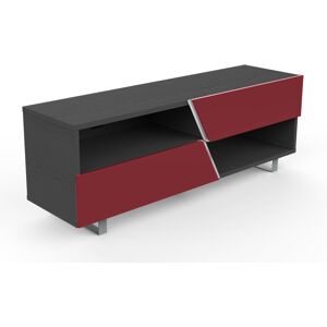 Meuble TV  jusqu'à 65" Collection CORTINA WAVE (Orme foncé / Rouge - bois et métal)