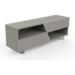 MUNARI meuble TV MK162 jusqu'a 65 Collection CORTINA WAVE (Chene gris / Gris clair - bois et metal)