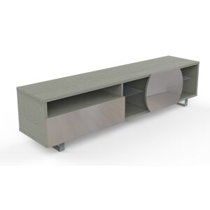 MUNARI meuble TV MK195 jusqu'a 75 Collection CORTINA GAME (Chene gris / Gris clair - bois, Verre et metal)