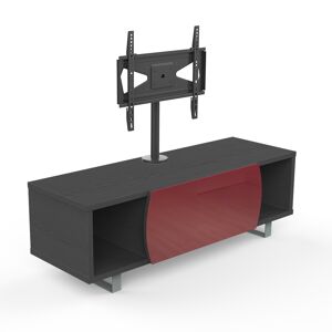 MUNARI meuble TV MK130+KC055NE jusqu'a 55 Collection CORTINA EASY (Orme fonce / Rouge - bois, Verre et metal)