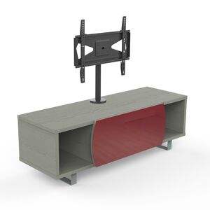 MUNARI meuble TV MK130+KC055NE jusqu'a 55 Collection CORTINA EASY (Chene gris / Rouge - bois, Verre et metal)