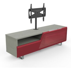 MUNARI meuble TV MK160+KC055NE jusqu'a 55 Collection CORTINA SIDE (Chene gris / Rouge - bois, Verre et metal)