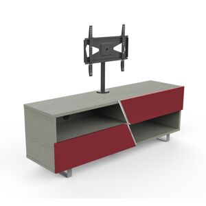 MUNARI meuble TV MK162+KC055NE jusqu'a 55 Collection CORTINA WAVE (Chene gris / Rouge - bois et metal)