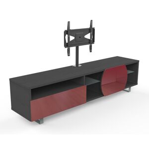 MUNARI meuble TV MK195+KC055NE jusqu'a 55 Collection CORTINA GAME (Orme fonce / Rouge - bois, Verre et metal)