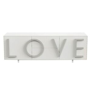 DRIADE buffet LOVE LARGE (Blanc trafic / Gris clair - MDF laque)