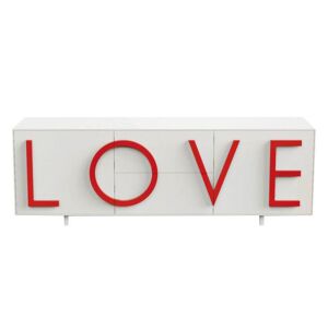 DRIADE buffet LOVE LARGE (Blanc trafic / Rouge trafic - MDF laque)