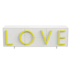 DRIADE buffet LOVE LARGE (Blanc trafic / Jaune fluo - MDF laque)