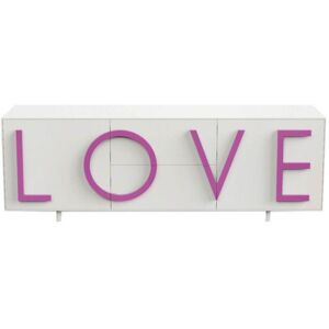 DRIADE buffet LOVE LARGE (Blanc trafic / Rose fluo - MDF laque)