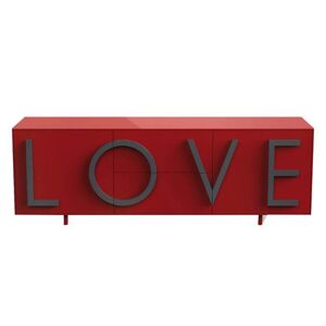 DRIADE buffet LOVE LARGE (Rouge rubis / Gris graphite - MDF laque)