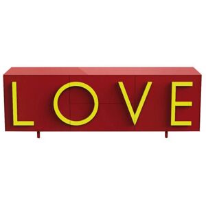 DRIADE buffet LOVE LARGE (Rouge rubis / Jaune fluo - MDF laque)