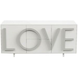 DRIADE buffet LOVE MEDIUM (Blanc trafic / Gris clair - MDF laque)