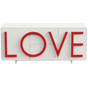 DRIADE buffet LOVE MEDIUM (Blanc trafic / Rouge trafic - MDF laque)