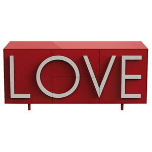 DRIADE buffet LOVE MEDIUM (Rouge rubis / Gris clair - MDF laque)