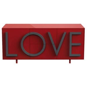 DRIADE buffet LOVE MEDIUM (Rouge rubis / Gris graphite - MDF laque)