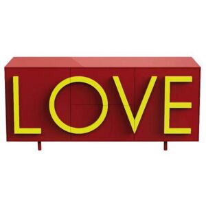 DRIADE buffet LOVE MEDIUM (Rouge rubis / Jaune fluo - MDF laque)