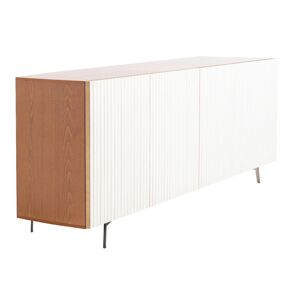 HORM buffet avec 5 portes LEON sur base Mid-Century Modern L 240 cm (H 112 cm - Bois blond et portes en hetre blanchi et bois blond)