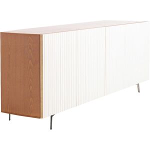 HORM buffet avec 5 portes LEON sur base Mid-Century Modern L 240 cm (H 112 cm - Bois blond et portes en hêtre blanchi et bois blond) - Publicité