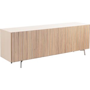 HORM buffet avec 5 portes LEON sur base Mid-Century Modern L 240 cm (H 80 cm - Hetre blanchi et portes en hetre blanchi et bois blond)