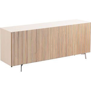 HORM buffet avec 5 portes LEON sur base Mid-Century Modern L 240 cm (H 112 cm - Hetre blanchi et portes en hetre blanchi et bois blond)