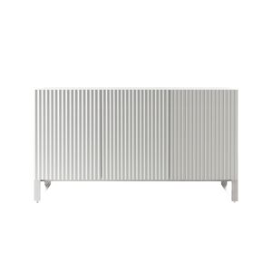 HORM buffet avec 3 portes LEON sur base Minimal Design L 144 cm (H 80 cm, 2 portes ouverture à droite et 1 à gauche - Hêtre laqué blanc opaque [...]