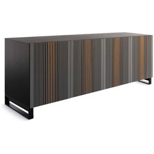 HORM buffet avec 4 portes CARLOS sur base Minimal Design L 192 cm (H 80 cm, hetre teinte moka - bois et verre)