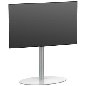 Support TV jusqu'à 55" SYDNEY  (Base blanche brillante, colonne argentée - verre et métal)