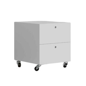 KRIPTONITE meuble a tiroirs sur roulettes 2 tiroirs L 40 cm (Blanc Opaque - Aluminium et bois)